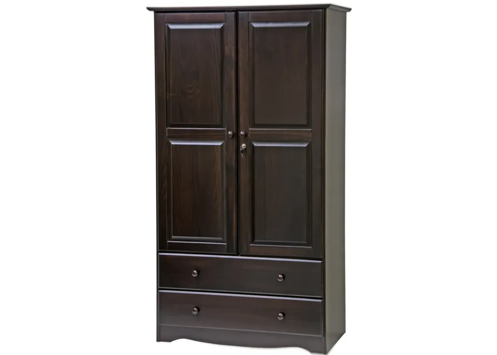 100% Solid Wood Smart 2-Door Wardrobe