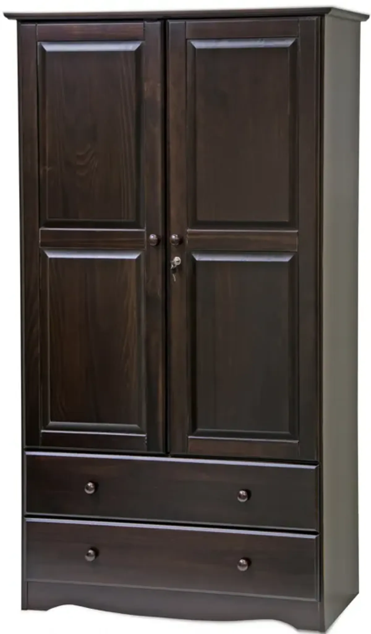 100% Solid Wood Smart 2-Door Wardrobe