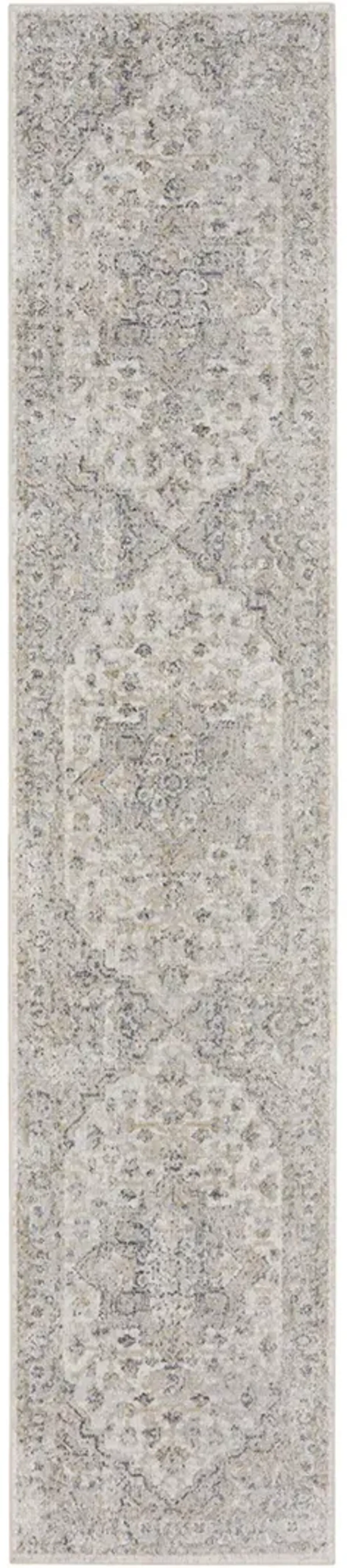 Astra Machine Washable ASW12 Silver/Gray 2'2" x 12' Rug