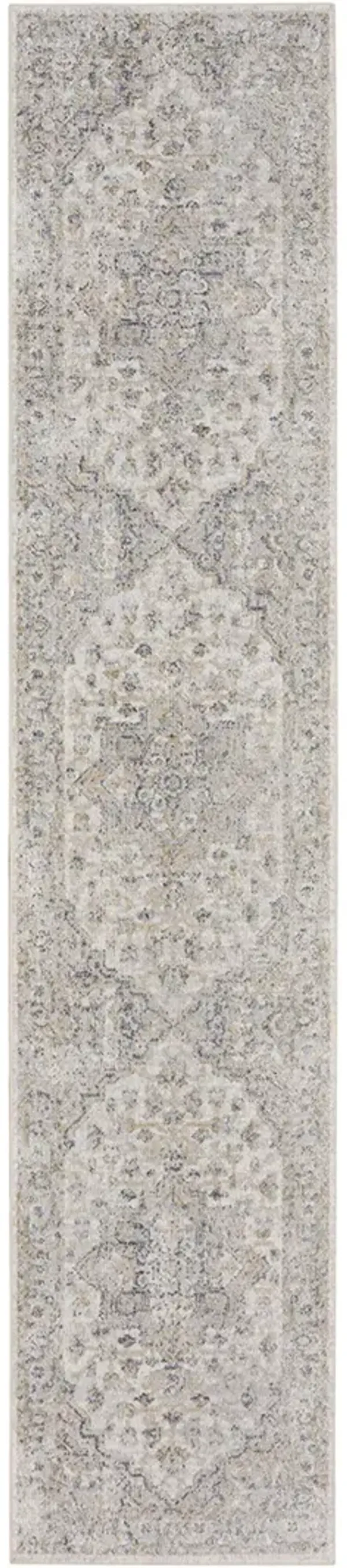 Astra Machine Washable ASW12 Silver/Gray 2'2" x 12' Rug
