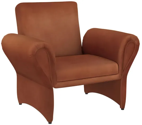 Lione Accent Armchair, Contemporary Rolled Flared Arms, Rust Brown - Benzara