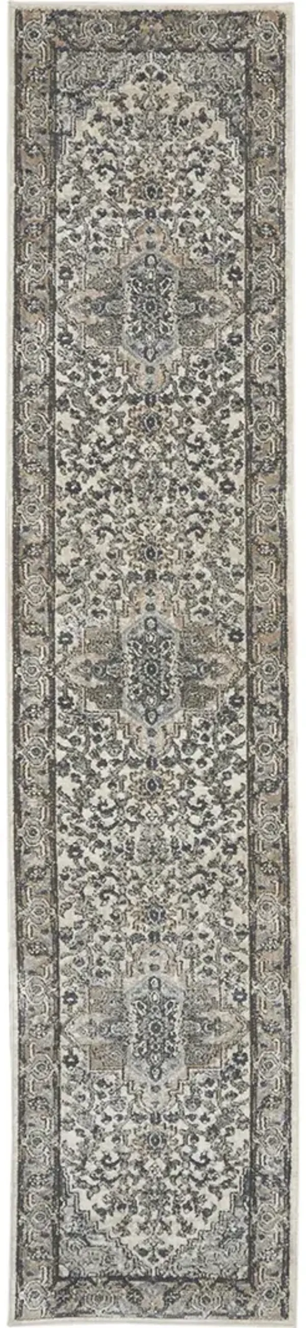 Quarry QUA05 Ivory/Gray 2'2" x 12' Rug
