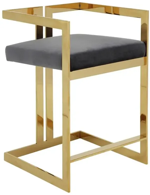 Pangea Home Kenzie Counter Stool Gold/Gray Velvet