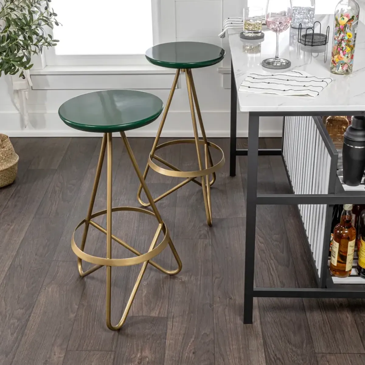 Spiroa 30" Modern Industrial Metal Backless Circular Bar Stool