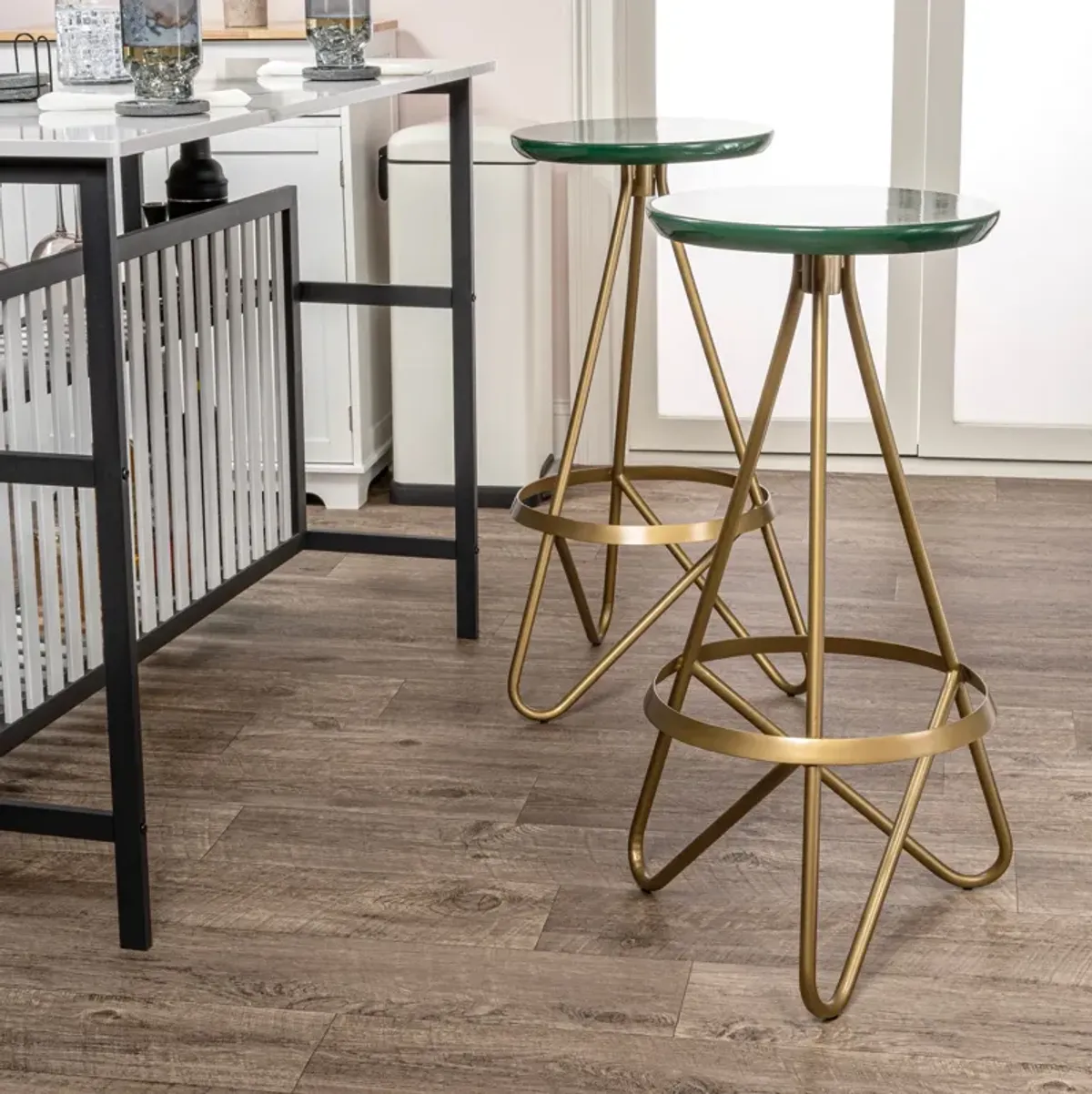 Spiroa 30" Modern Industrial Metal Backless Circular Bar Stool