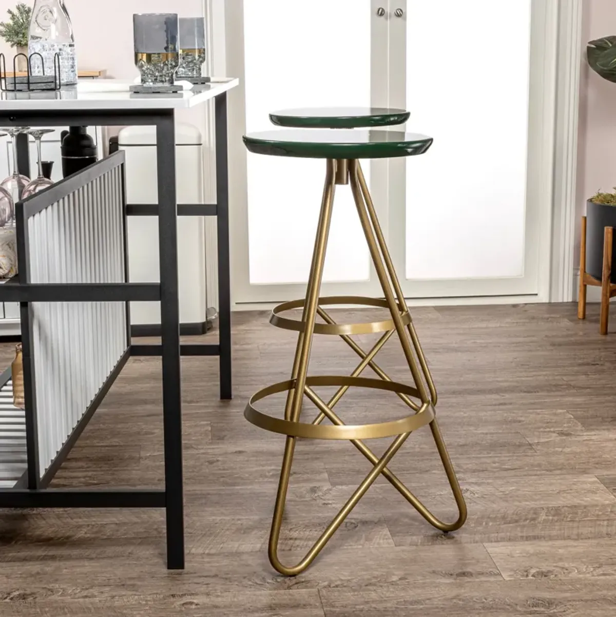 Spiroa 30" Modern Industrial Metal Backless Circular Bar Stool