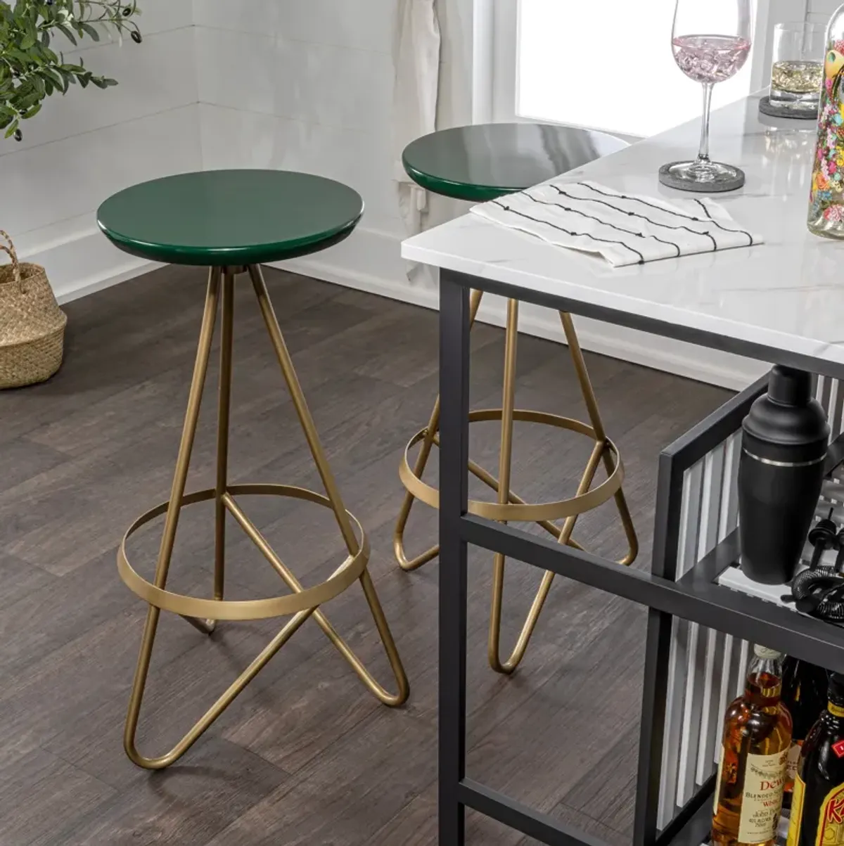 Spiroa 30" Modern Industrial Metal Backless Circular Bar Stool