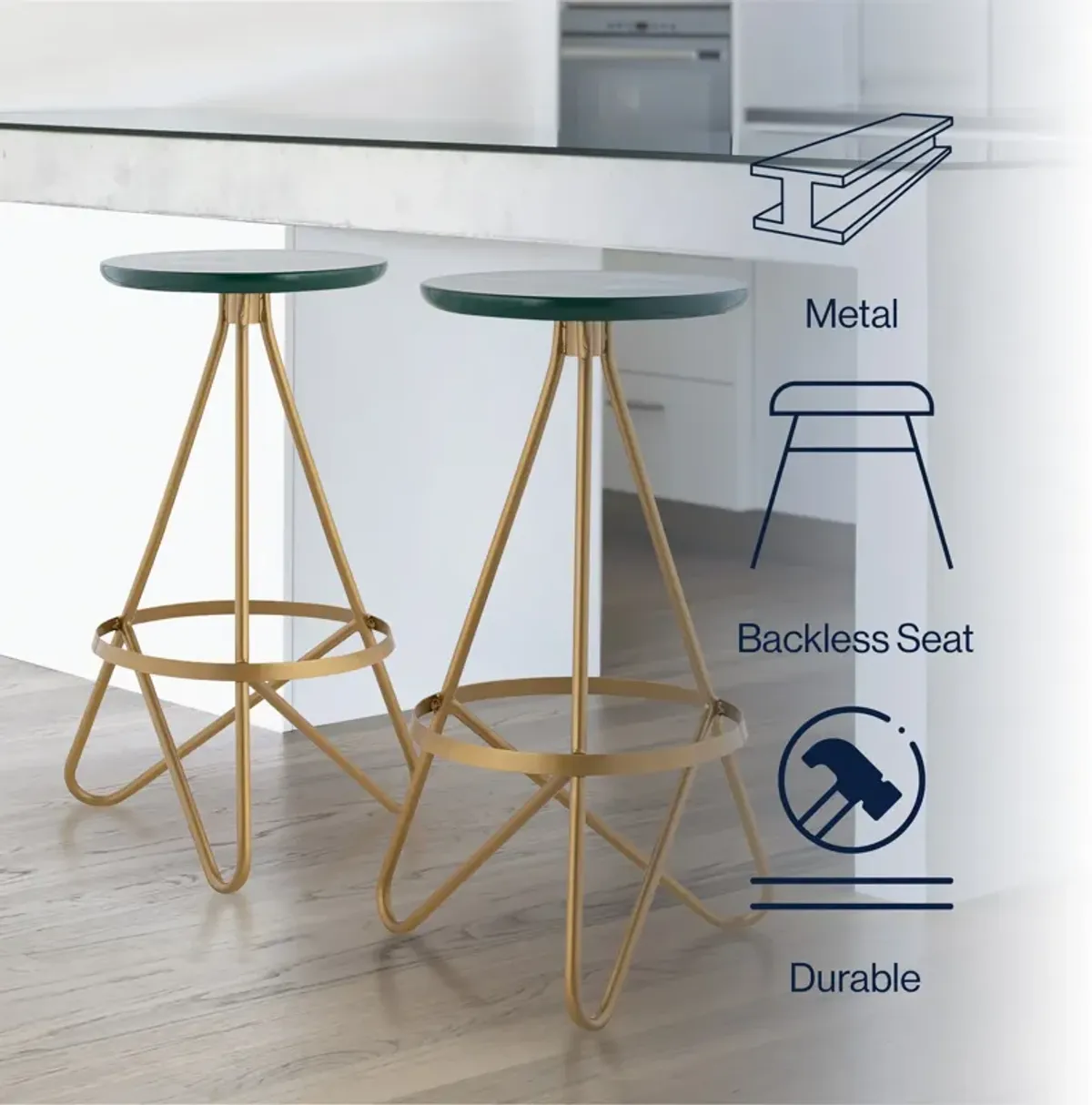 Spiroa 30" Modern Industrial Metal Backless Circular Bar Stool