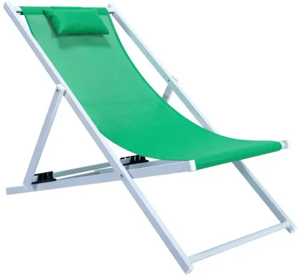 LeisureMod Sunset Outdoor Sling Lounge Chair With Headrest