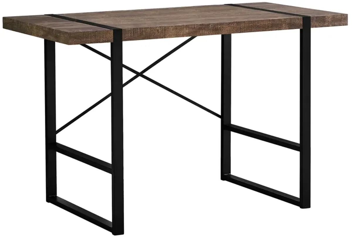 Monarch Specialties I 7314 Computer Desk, Home Office, Laptop, 48"L, Work, Metal, Laminate, Brown, Black, Contemporary, Modern