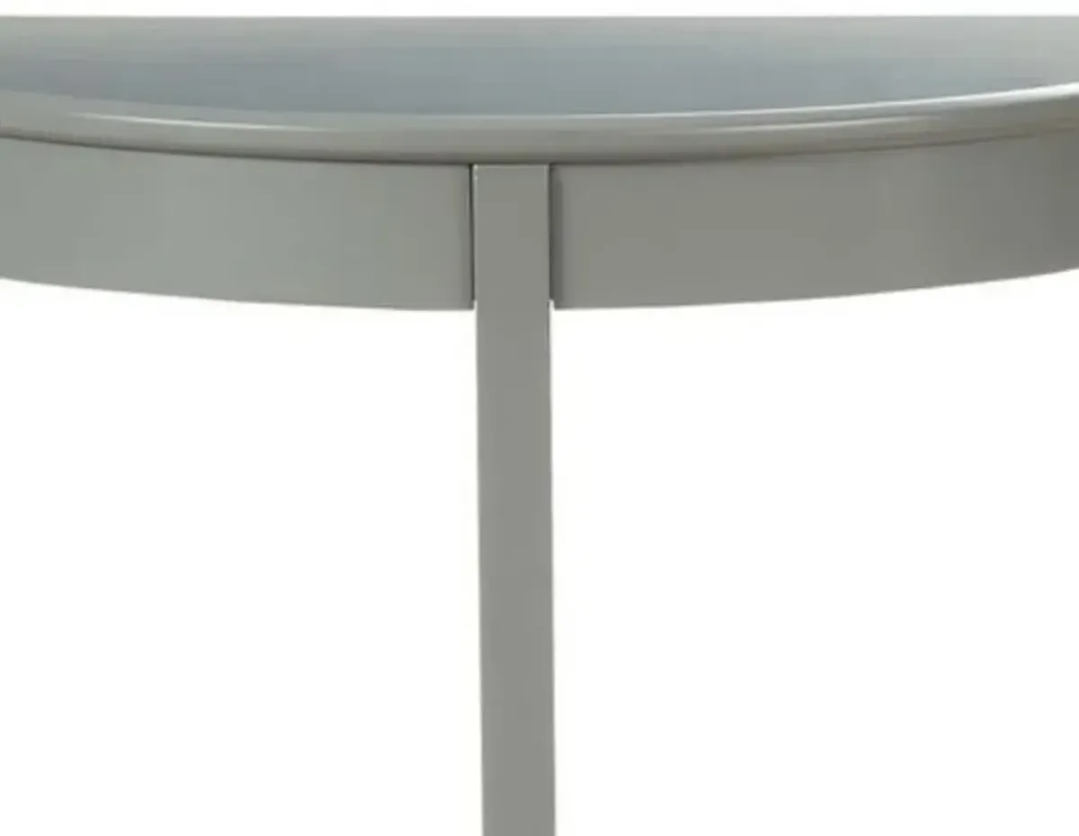 Wooden Half Moon Shaped Console Table with One Open Bottom Shelf, Gray-Benzara