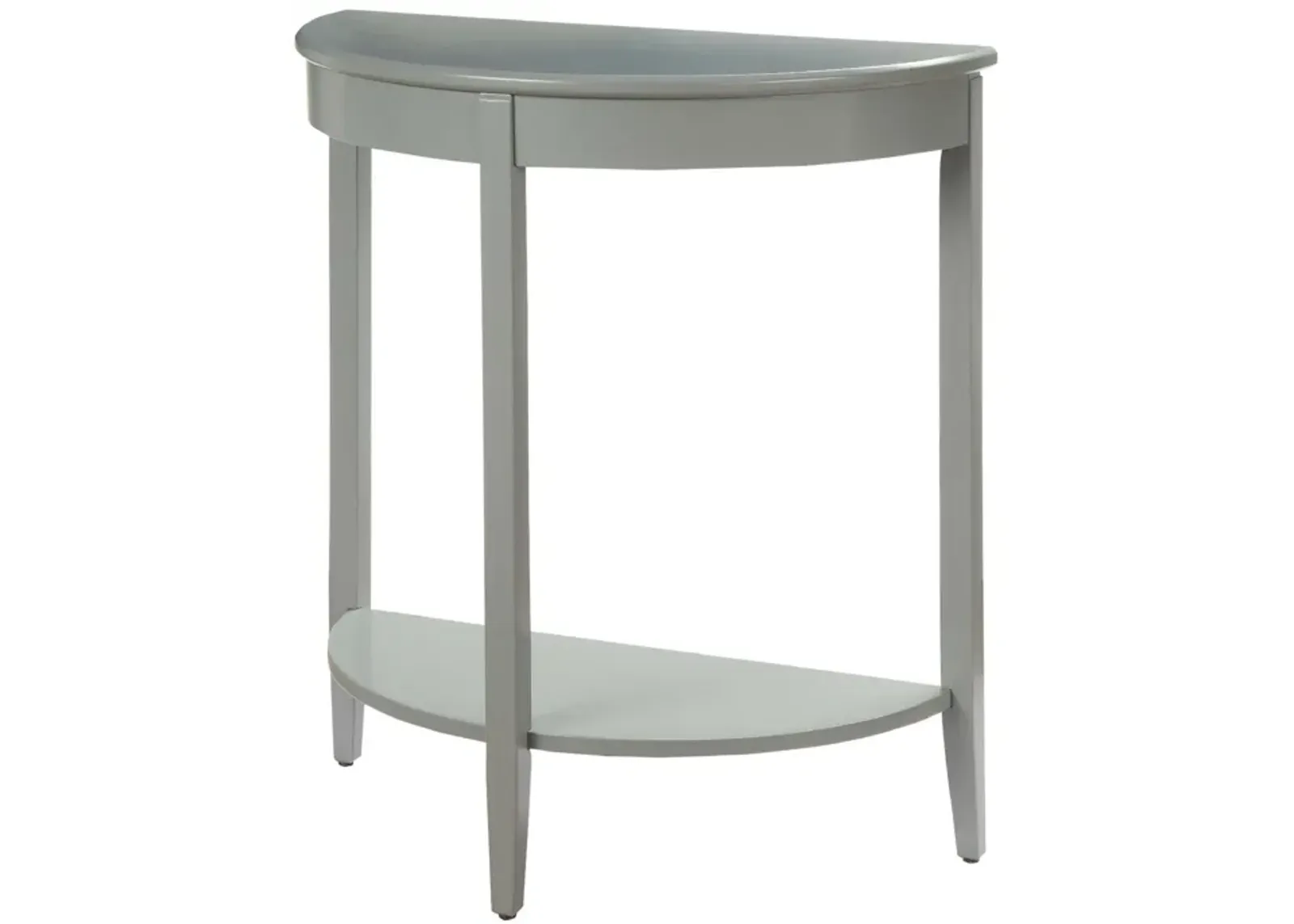 Wooden Half Moon Shaped Console Table with One Open Bottom Shelf, Gray-Benzara