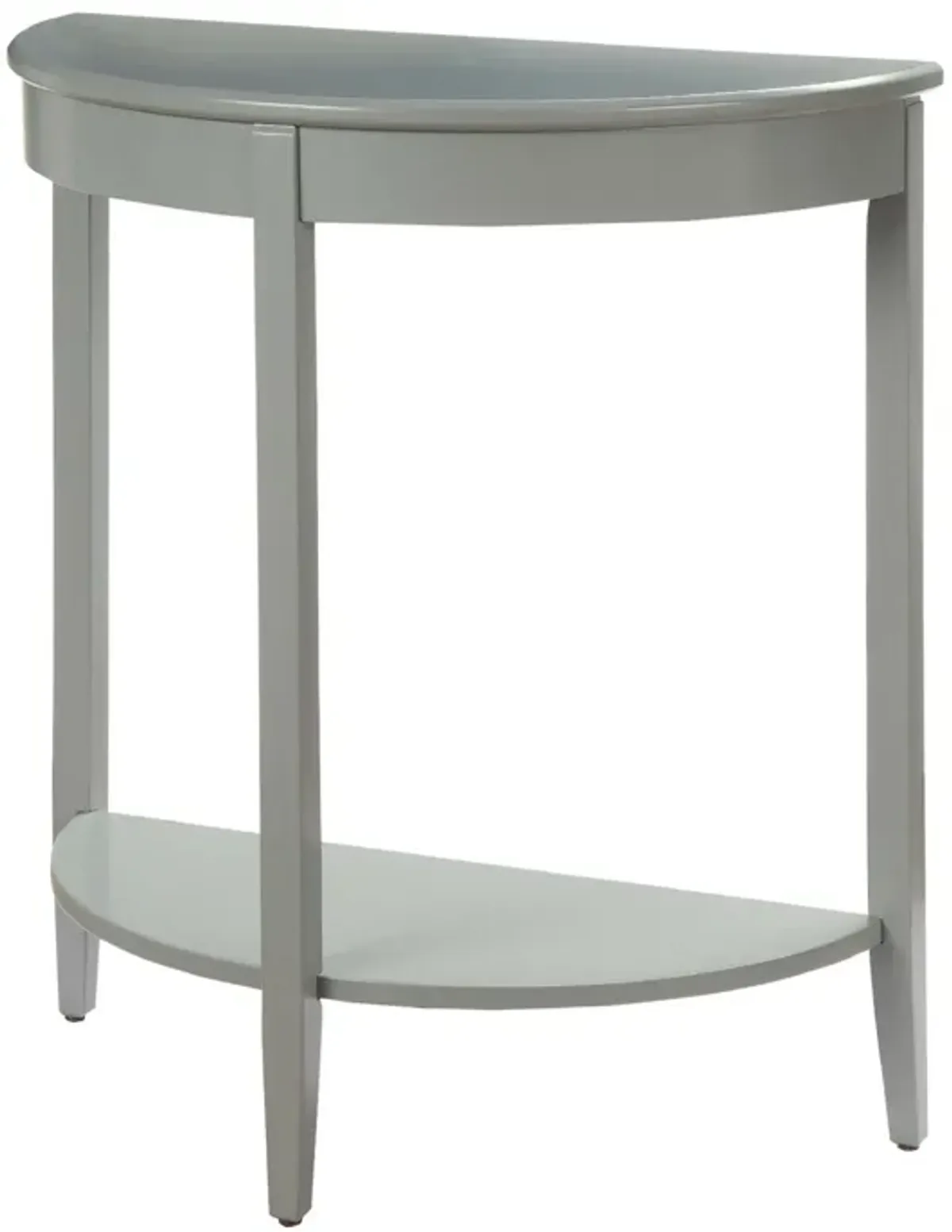 Wooden Half Moon Shaped Console Table with One Open Bottom Shelf, Gray-Benzara