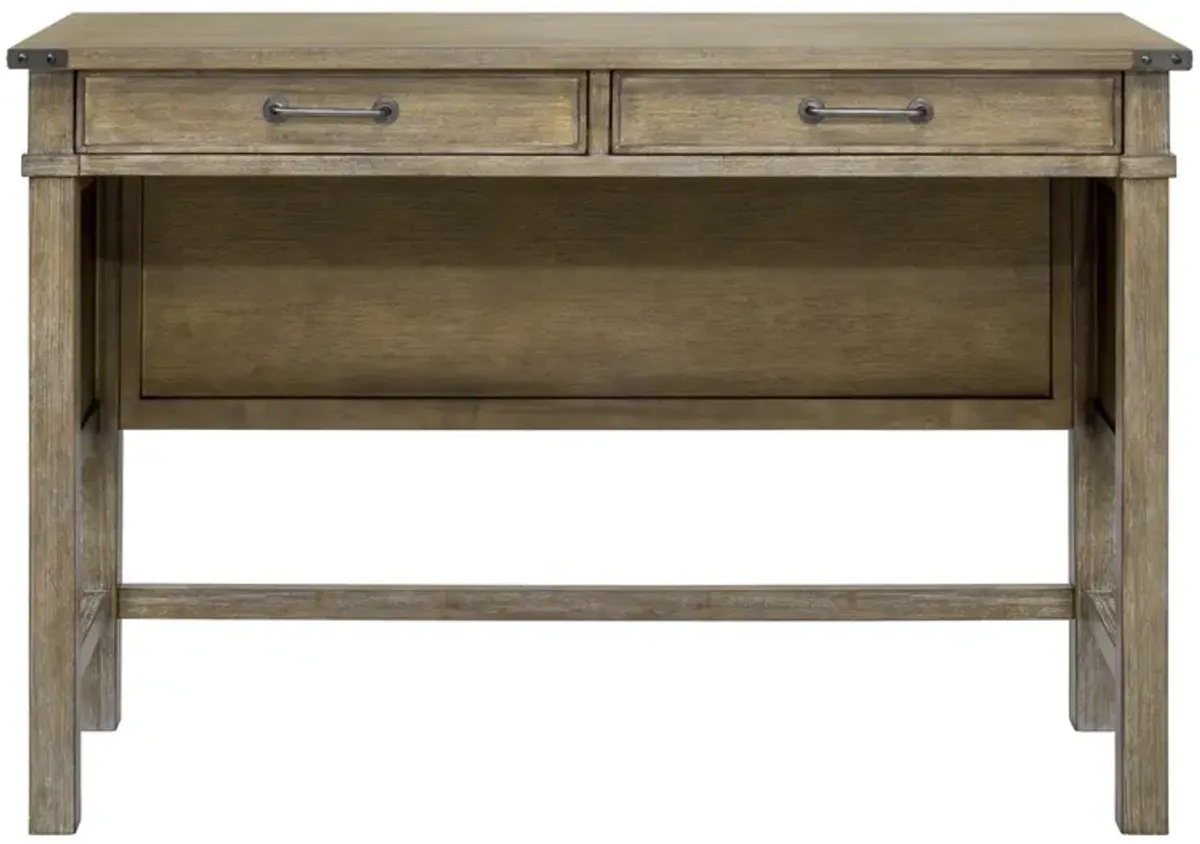 Gracie Mills Jerrell Rustic 2-Drawer Occasional Table in Natural Finish