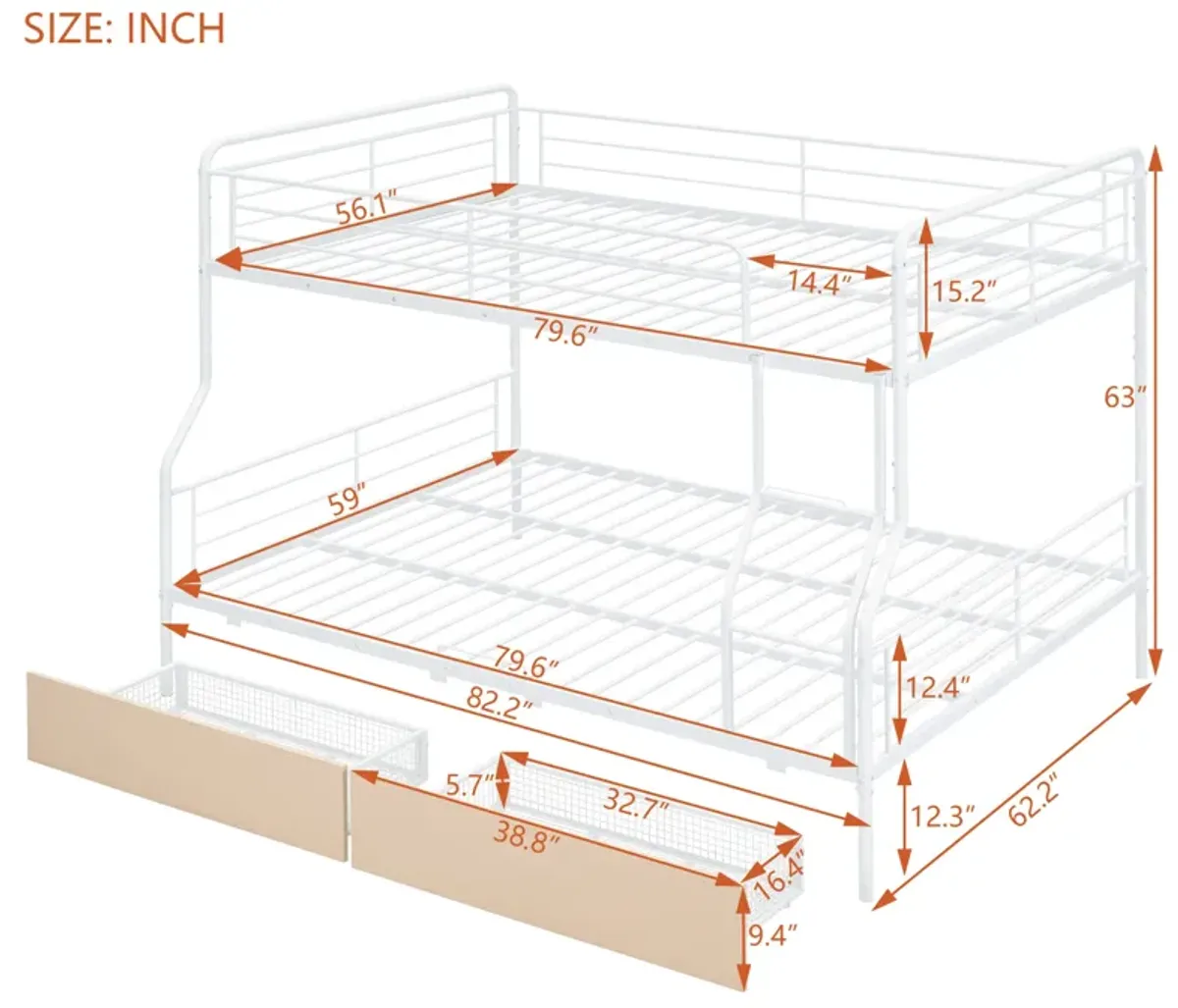 Merax Modern Metal Bunk Bed with 2 Beds