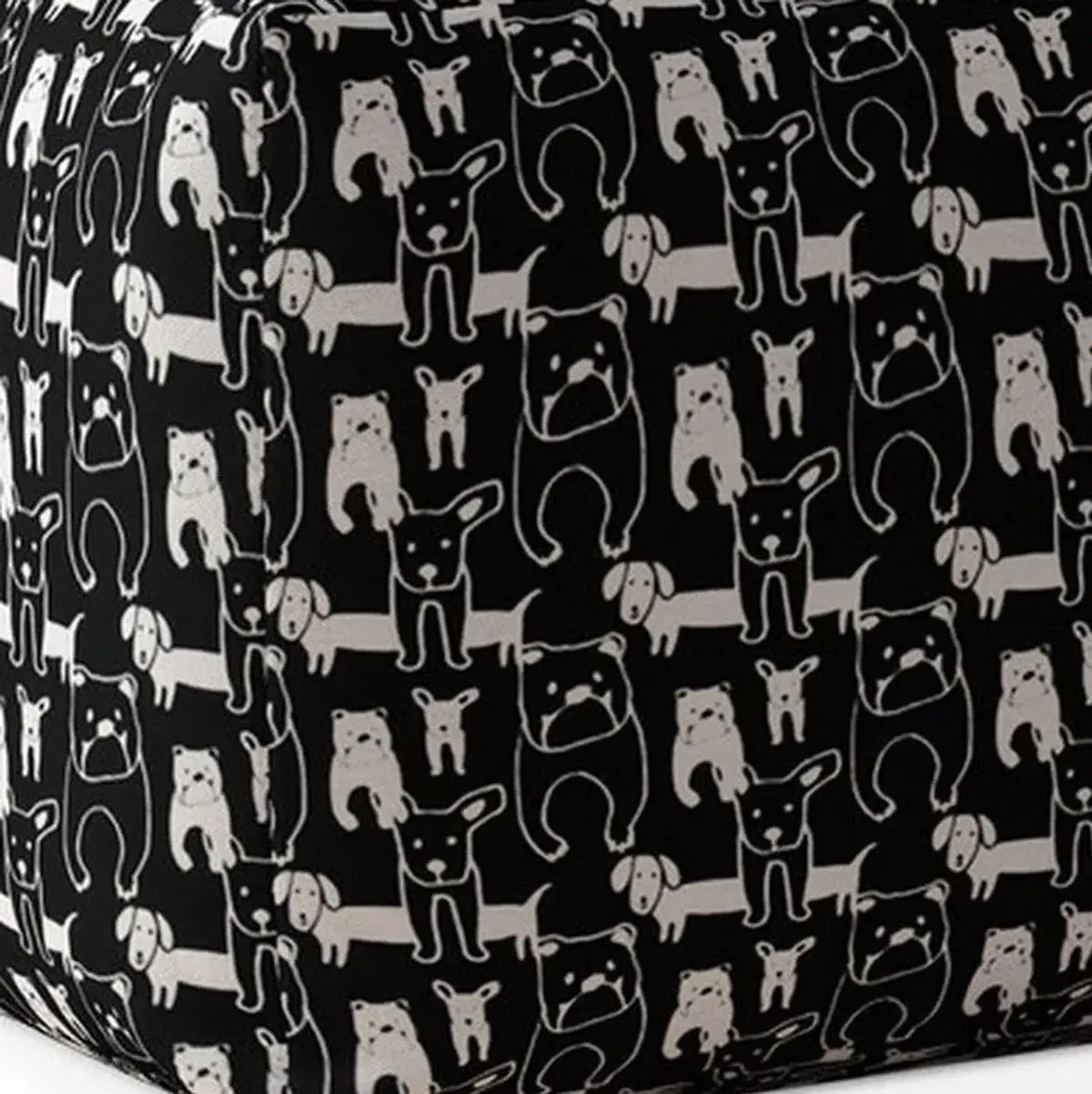 Homezia 17" Black And White Cotton Animal Print Pouf Ottoman