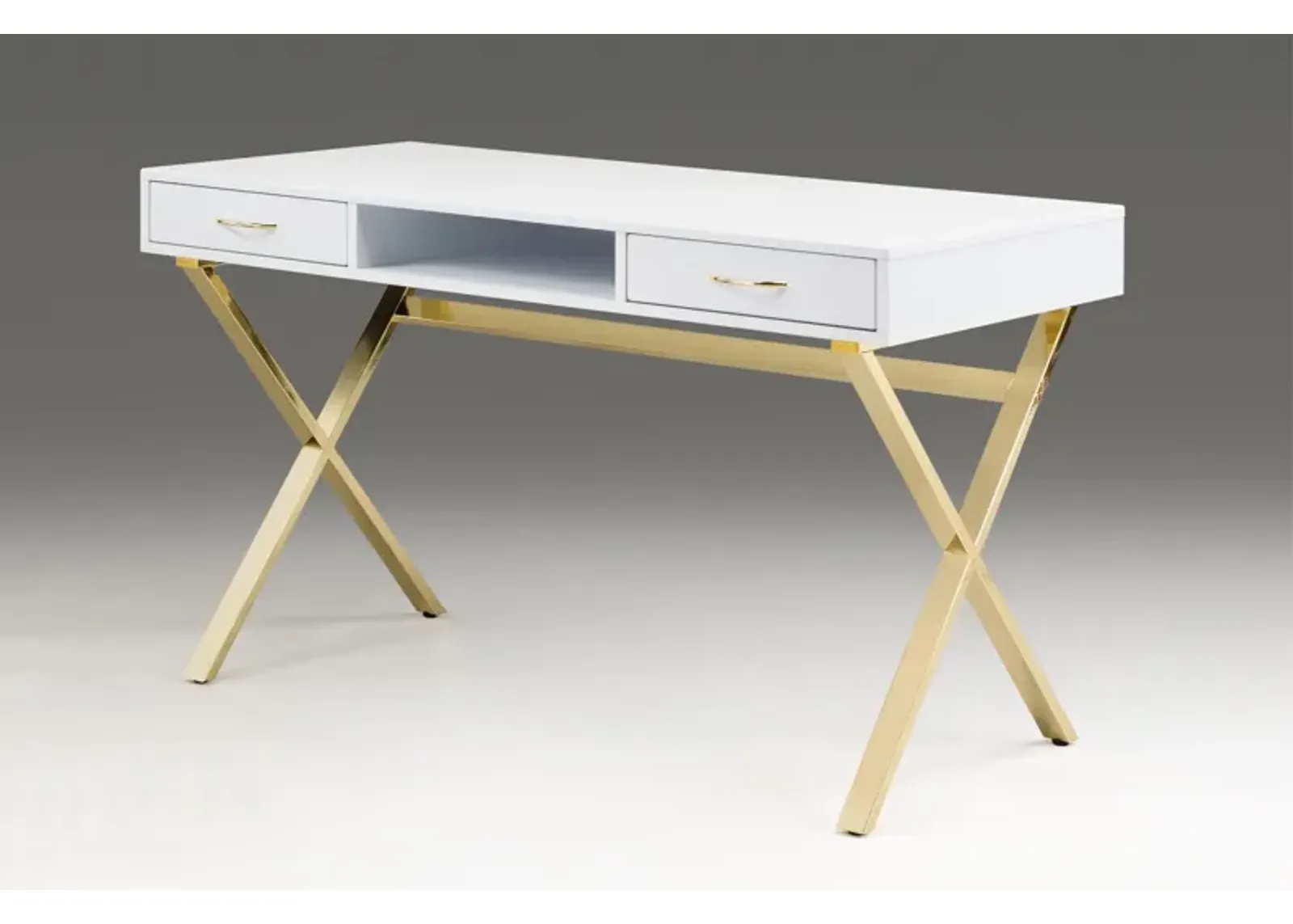 White top desk with two drawers/chrome base