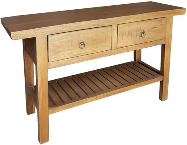 47 Inch Console Table, 2 Drawers, Rectangular, Bottom Shelf, Wood, Brown