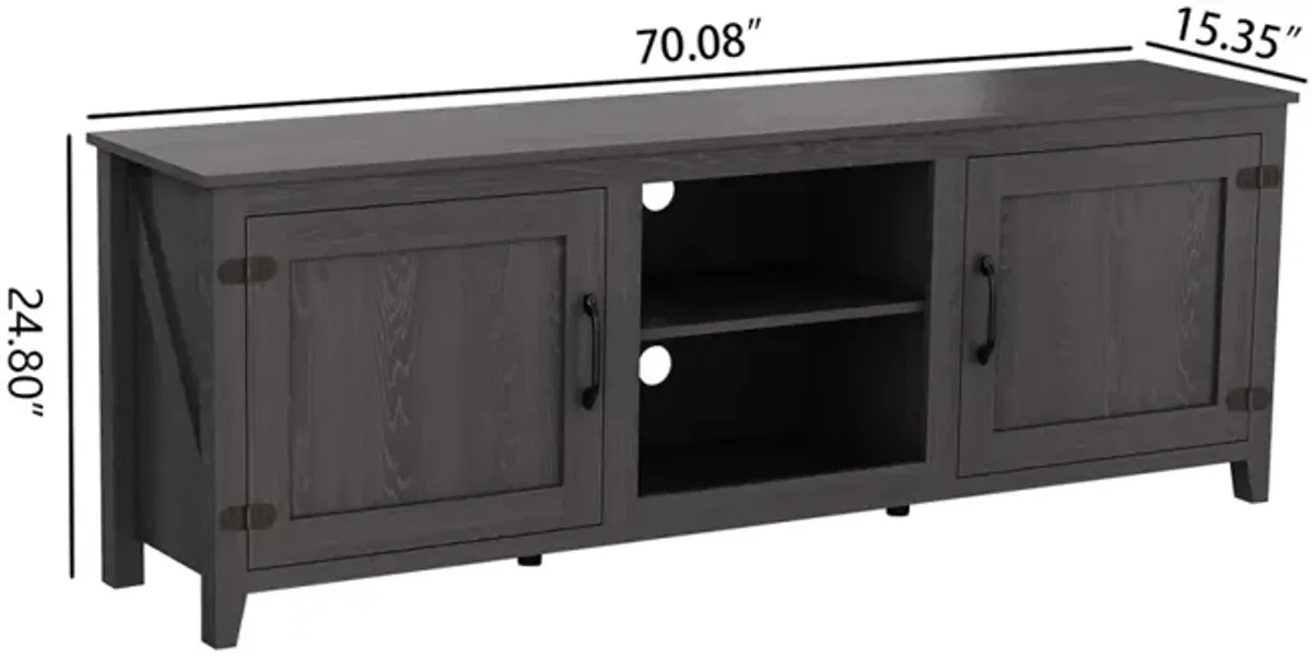 TV Stand Storage Media Console Entertainment Center, Tradition, With Doors