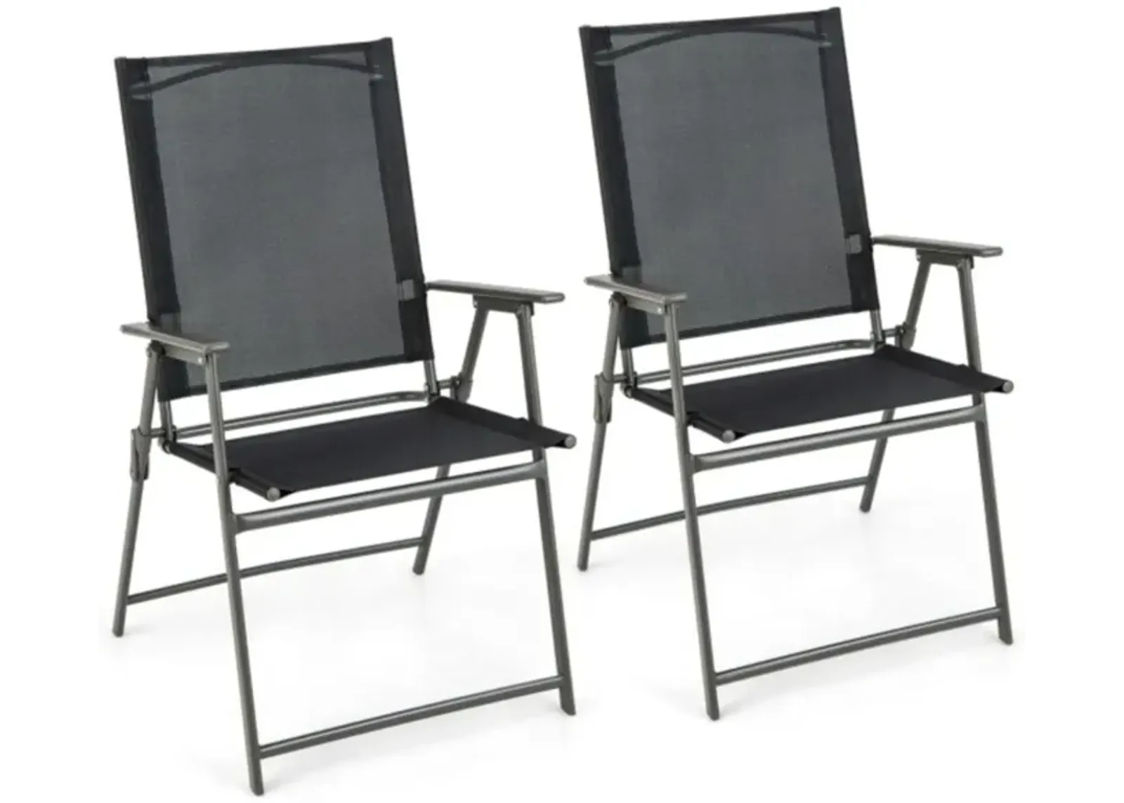 Hivvago 2 Pieces Patio Folding Chairs with Armrests for Deck Garden Yard