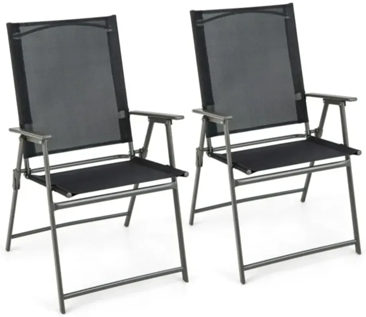 Hivvago 2 Pieces Patio Folding Chairs with Armrests for Deck Garden Yard