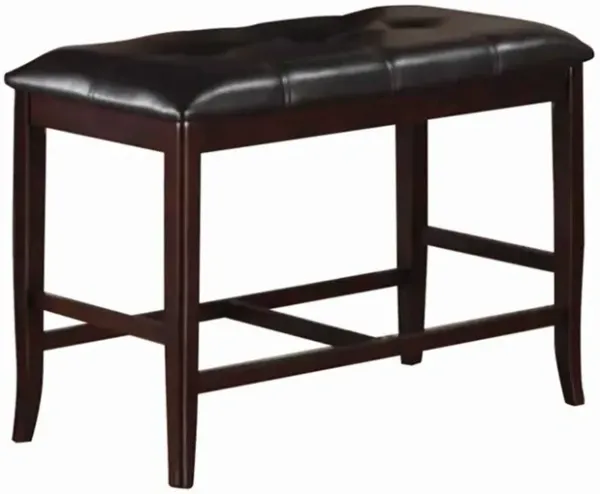 Rubber Wood High Bench with Tufted Upholstery Brown-Benzara