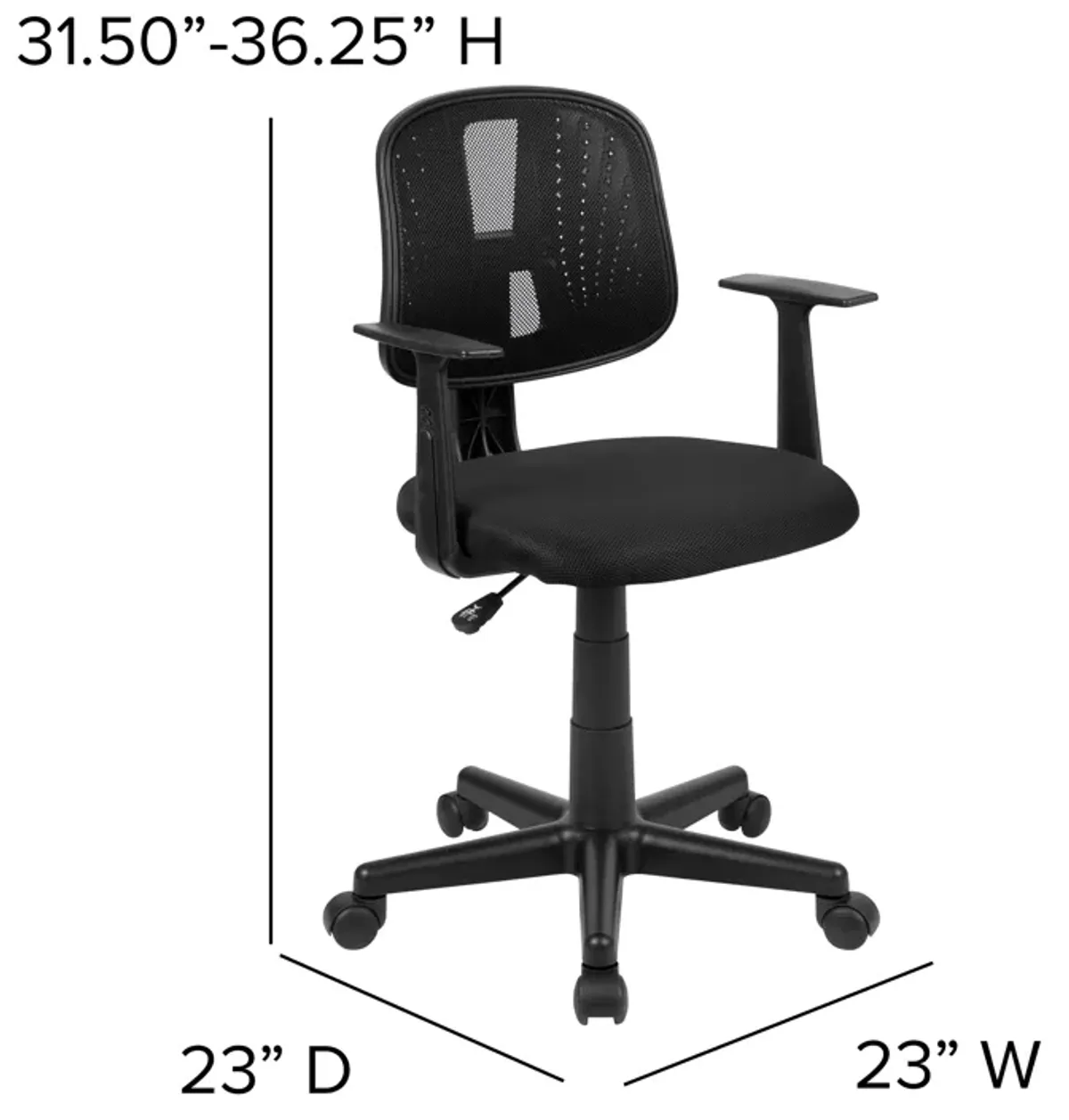 Flash Fundamentals Mid-Back Gray Mesh Swivel Task Office Chair with Pivot Back and Arms