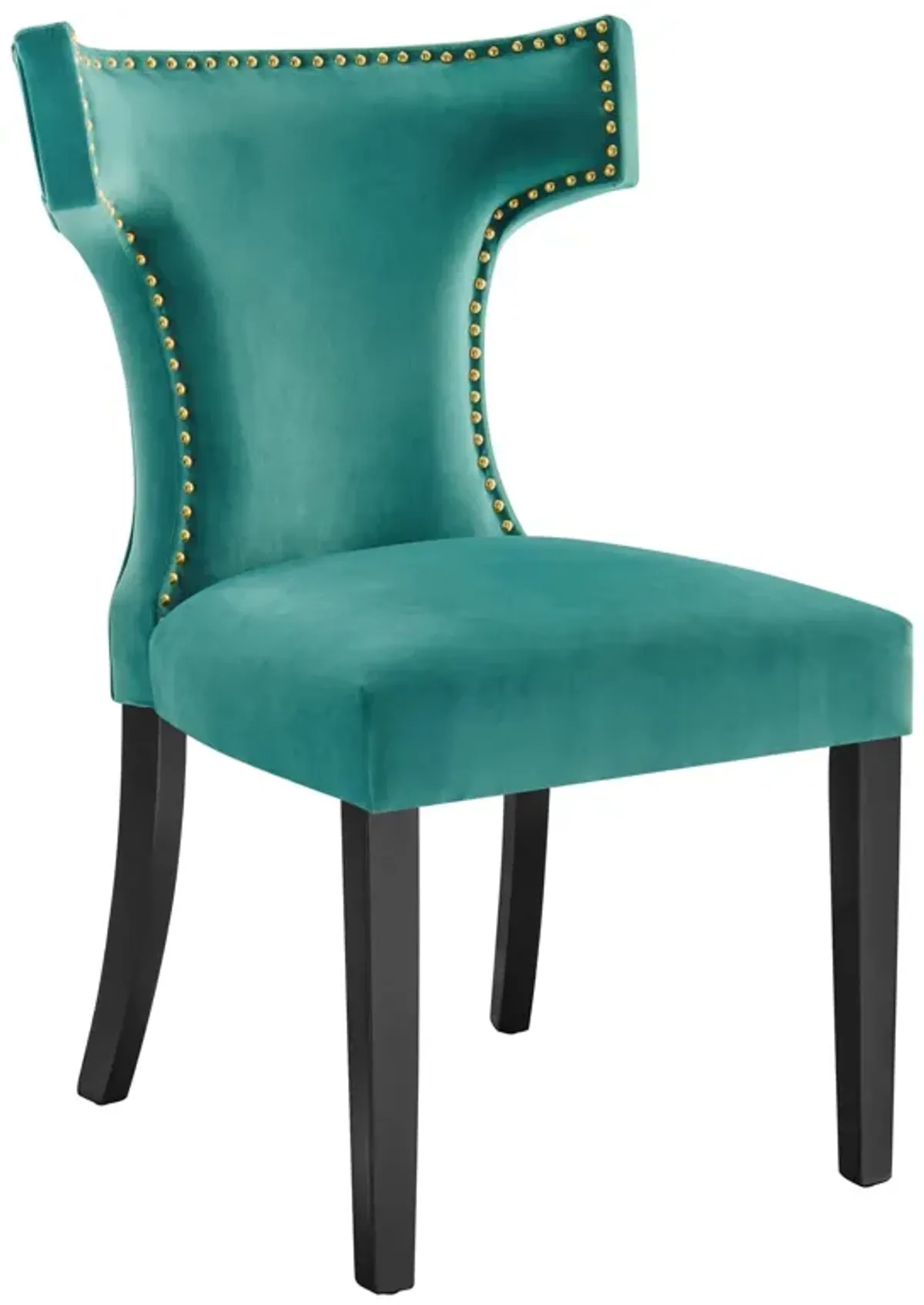 Curve Performance Velvet Dining Chairs - Set of 2-Benzara