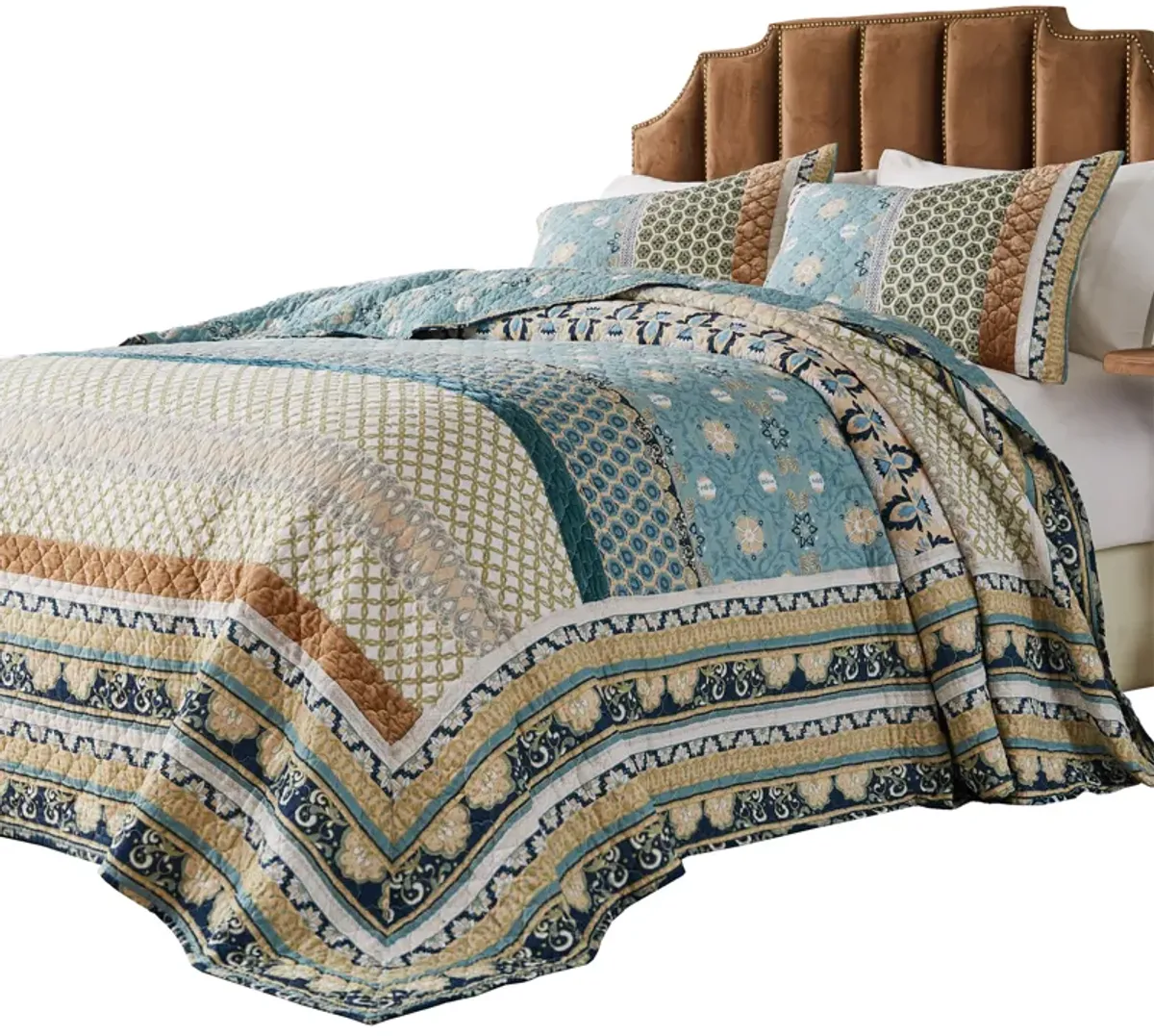 Ello 3pc King Bedspread and Pillow Sham Set, Bohemian Multicolor Print