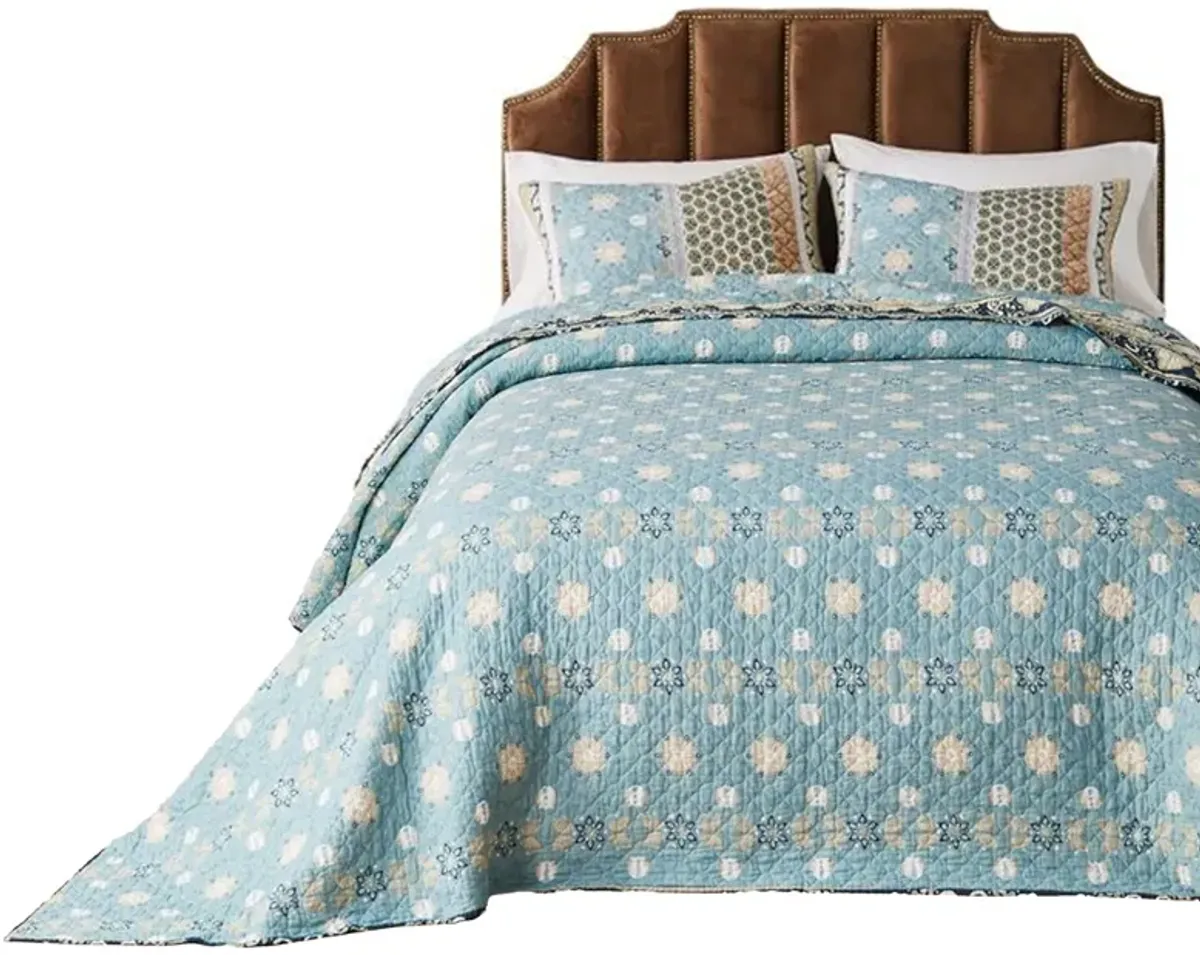 Ello 3pc King Bedspread and Pillow Sham Set, Bohemian Multicolor Print