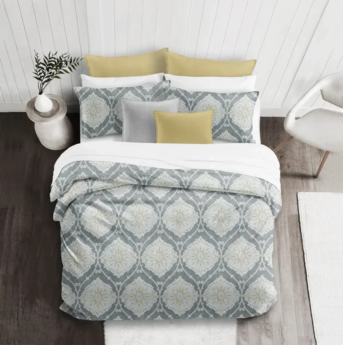 6ix Tailors Fine Linens Bellamy Gray Coverlet Set