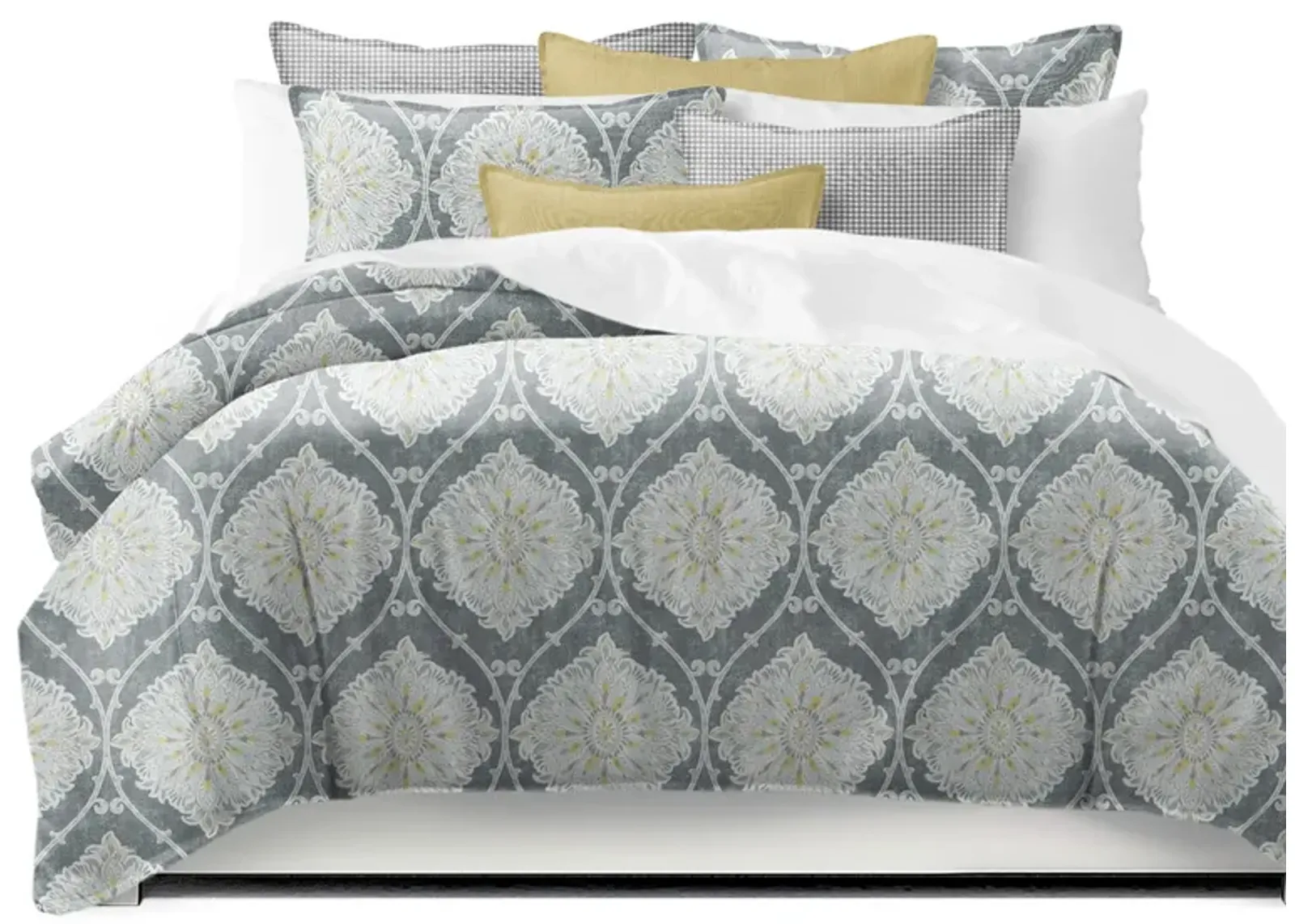 6ix Tailors Fine Linens Bellamy Gray Coverlet Set