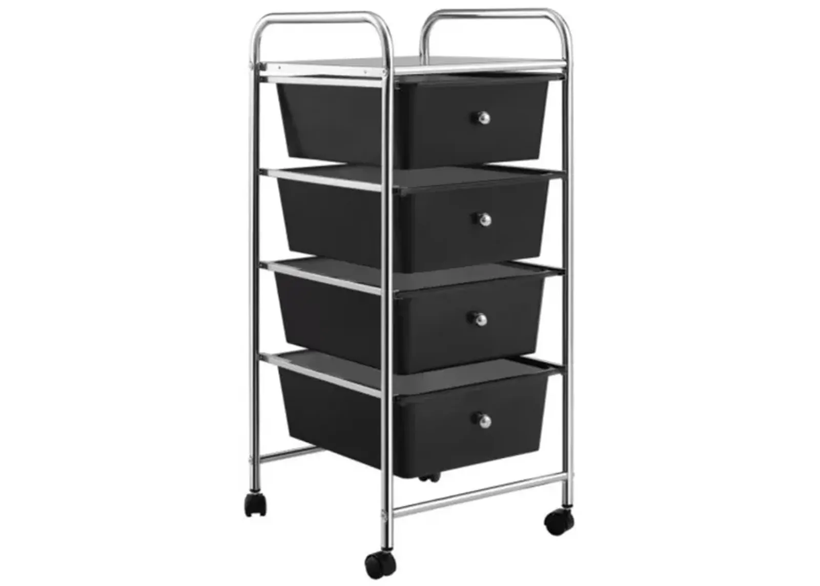 Hivvago 4-Drawer Cart Storage Bin Organizer Rolling with Plastic Drawers-Black