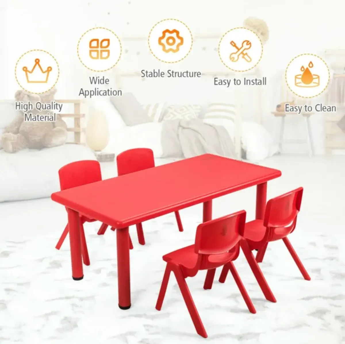 Hivvago 4-pack Kids Plastic Stackable Classroom Chairs