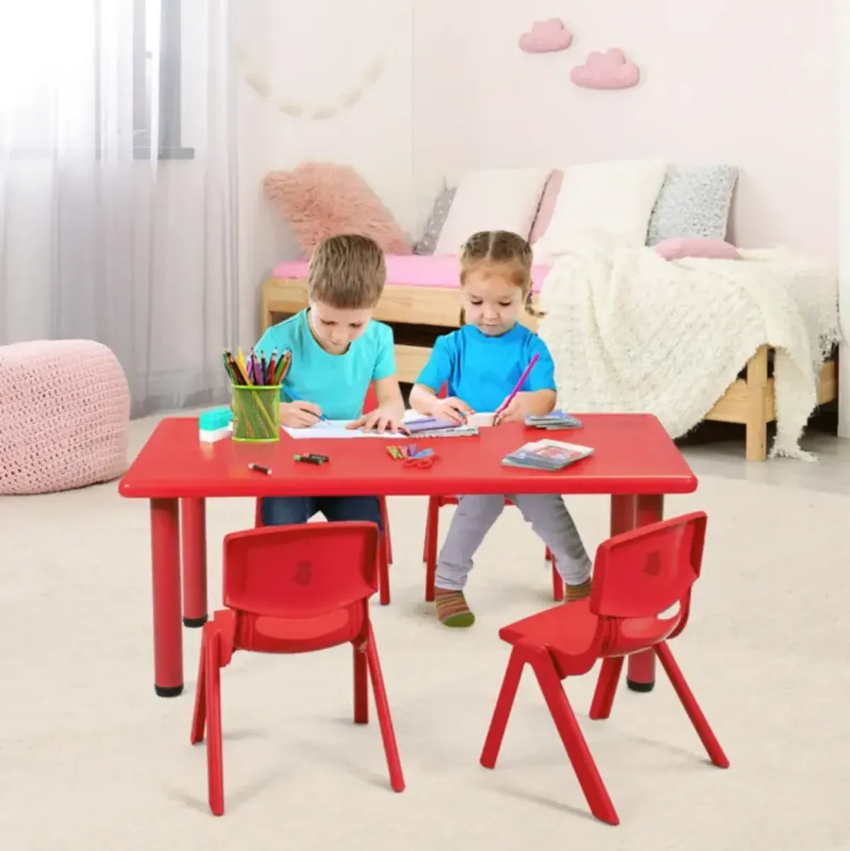 Hivvago 4-pack Kids Plastic Stackable Classroom Chairs