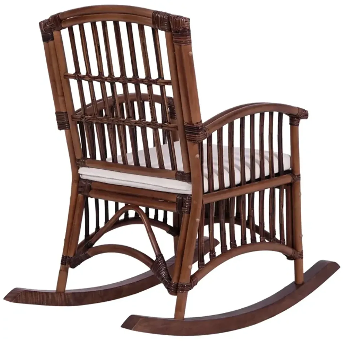 Swayze Bohemian Farmhouse Woven Rattan/Wood Rocking Chair