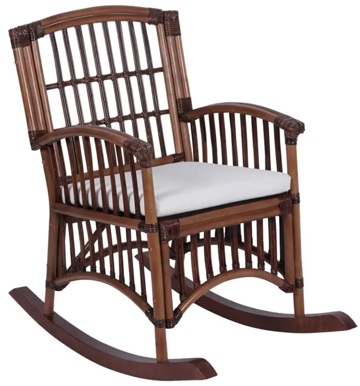 Swayze Bohemian Farmhouse Woven Rattan/Wood Rocking Chair