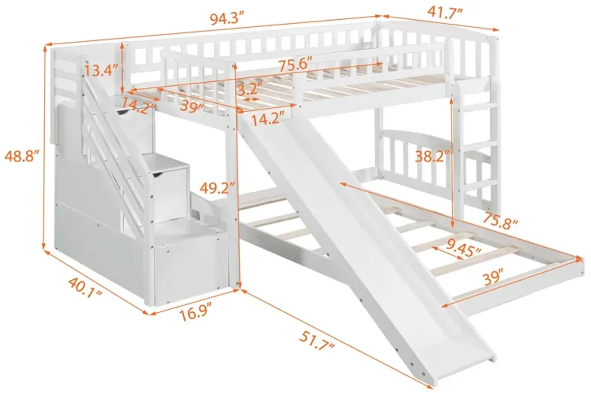 Merax Bunk Bed with Two Drawers and Slide