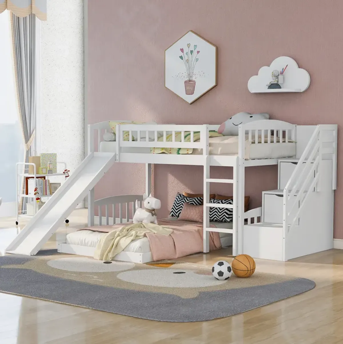 Merax Bunk Bed with Two Drawers and Slide