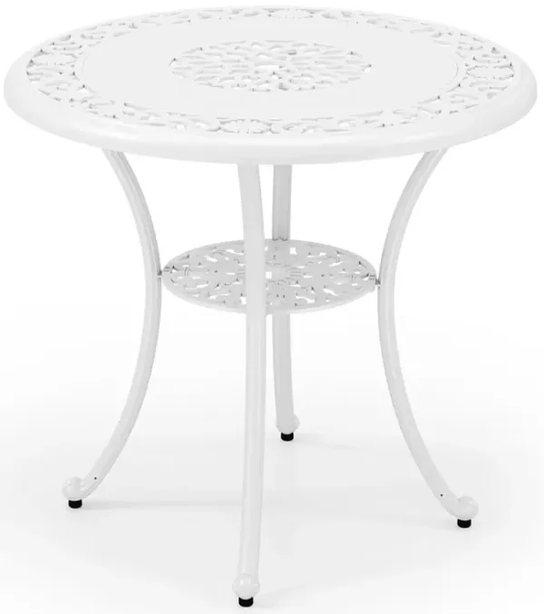 Round Patio Dining Table for 4 Cast Aluminum with Umbrella Hole