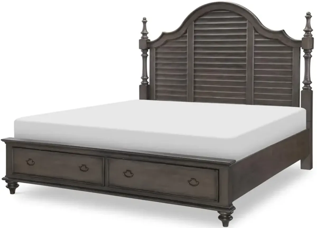 Kingston Louvered Queen Poster Bed w/Storage