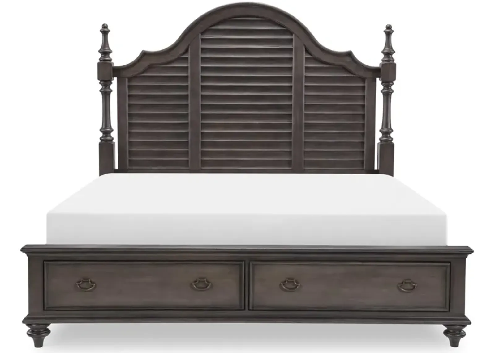 Kingston Louvered Queen Poster Bed w/Storage