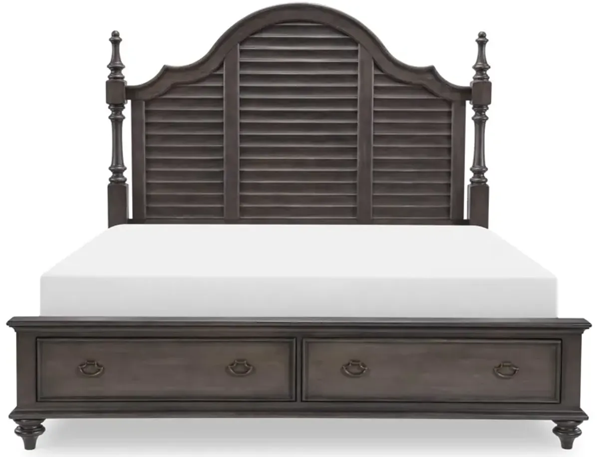 Kingston Louvered Queen Poster Bed w/Storage