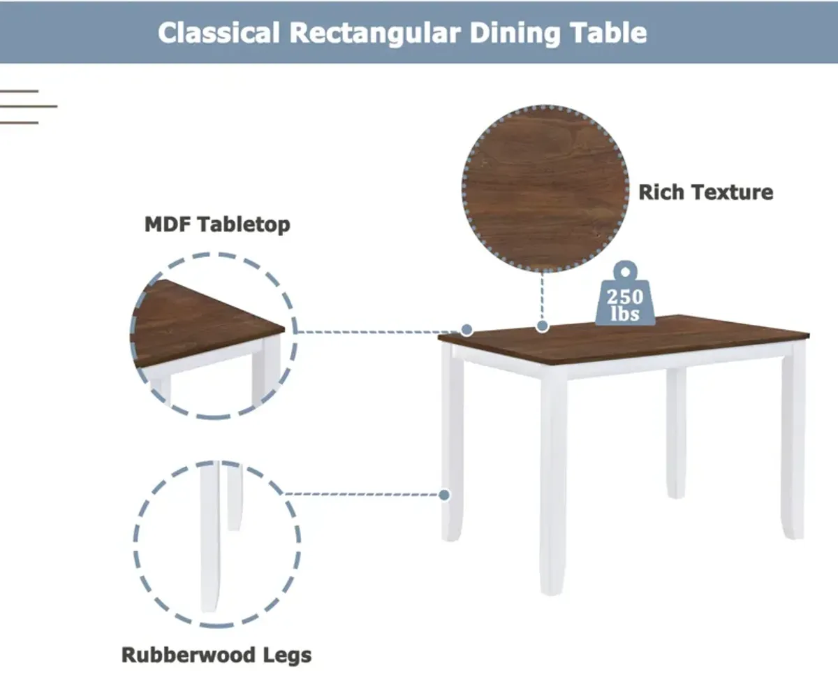 Rustic Minimalist Wood 5-Piece Dining Table Set With 4 X-Back Chairs For Small Places