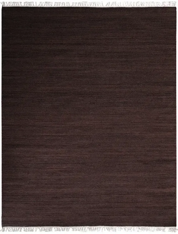 RUGSOTIC CARPETS HAND WOVEN FLAT WEAVE KILIM WOOL ECO-FRIENDLY AREA RUGS - 7'x9', Rectangle Shape, Dark Brown Color, Solid Plain Design, Low Pile  Handmade Rugs for Living Room, Bed Room (D00111)