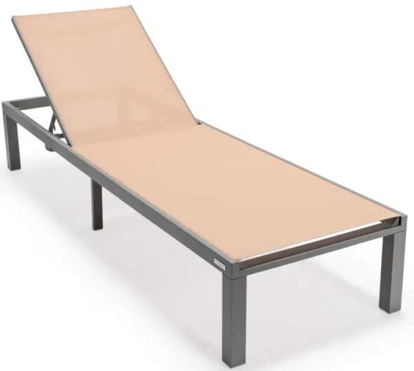 LeisureMod Marlin Patio Chaise Lounge Chair With Grey Aluminum Frame