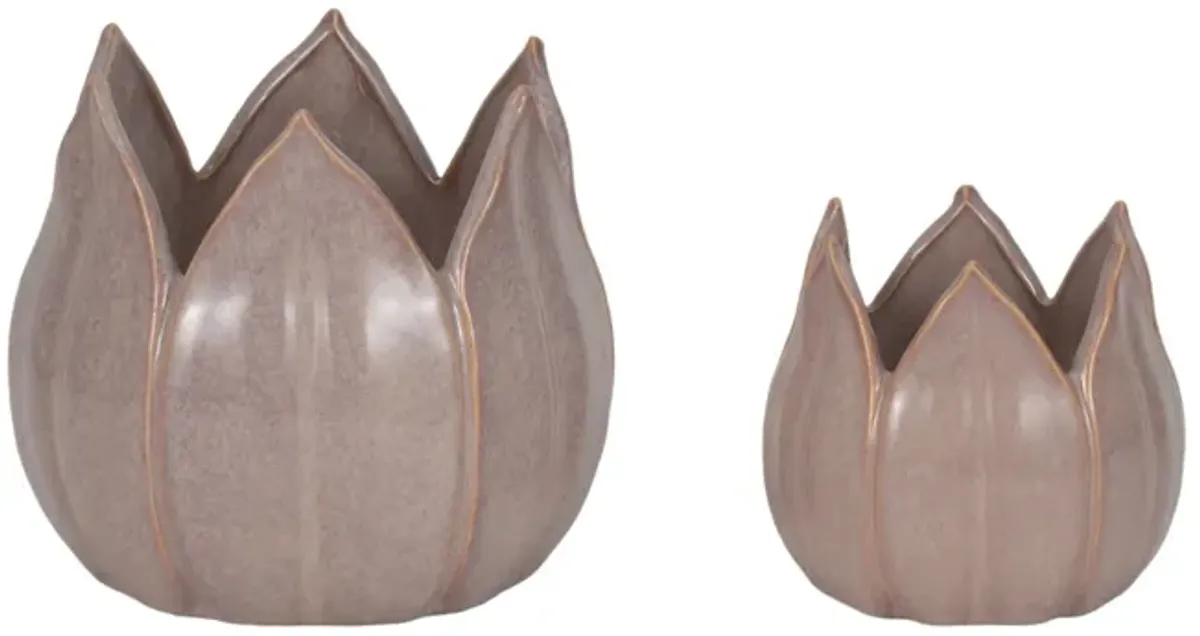 S/2 Purple Stone Petal Plntrs