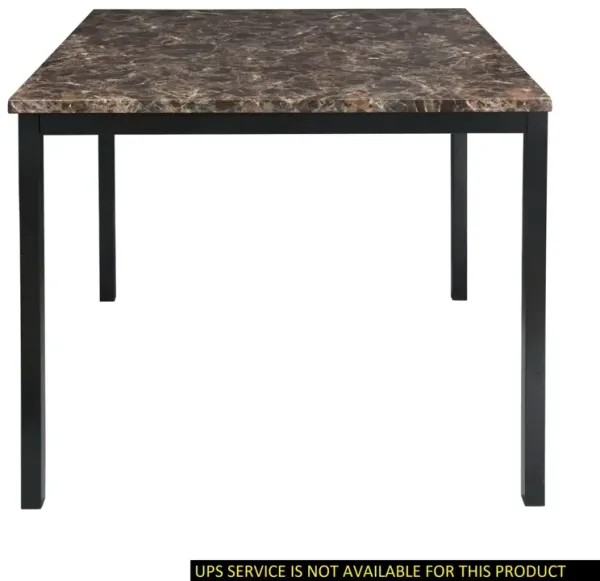 Counter Height Table 1 Piece Metal Frame Faux Mable Top Square Transitional Dining Room Furniture