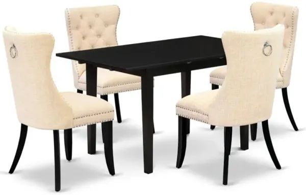 5 Piece Dining Set Contains a Rectangle Wooden Table with Butterfly Leaf