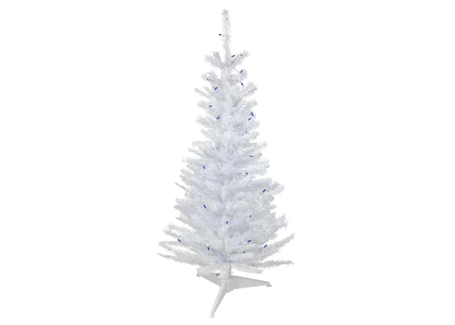 4' Pre-Lit Woodbury White Pine Slim Artificial Christmas Tree  Blue Lights